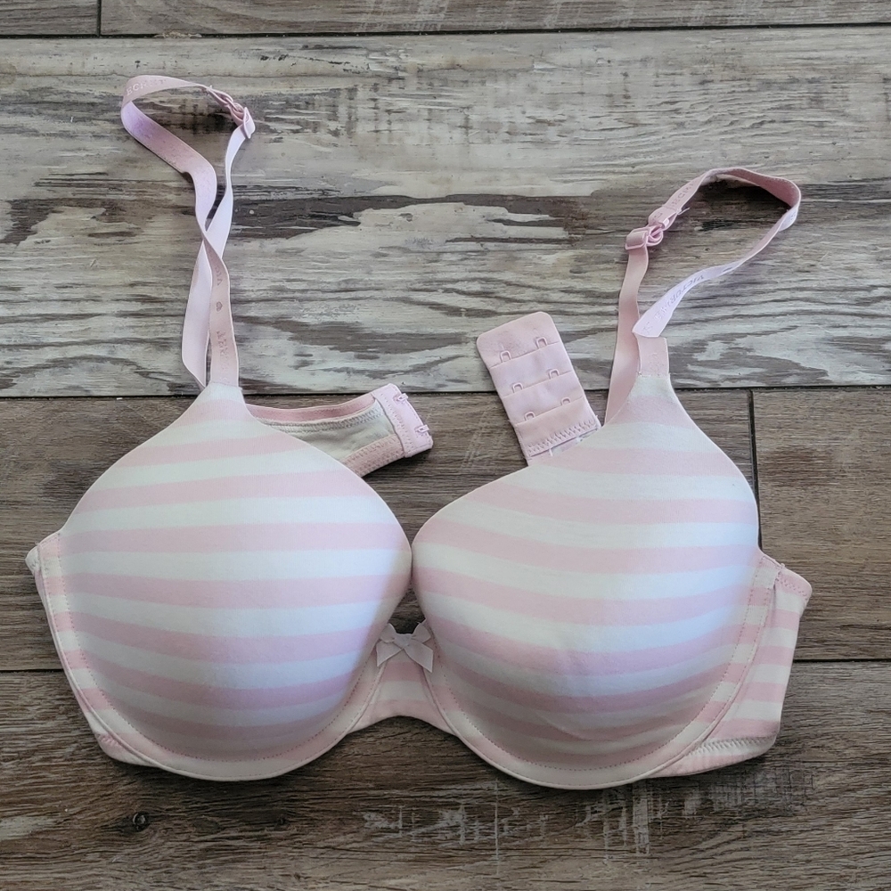 Victoria's Secret 36C Pink White Stripe T Shirt Bra